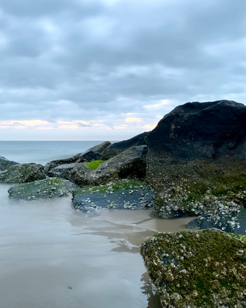 Rocky landscape from the seashoreの写真素材