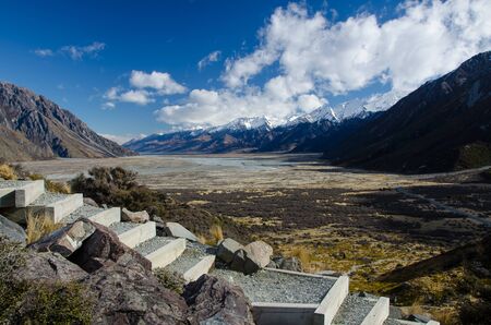Wiew from Tasman Glacier walk in Mount Cook National Park, Aoraki, South Island, New Zealand.の写真素材