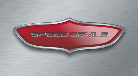 Speed devils logo on brushed metal background Speed devils logo on brushed metal background