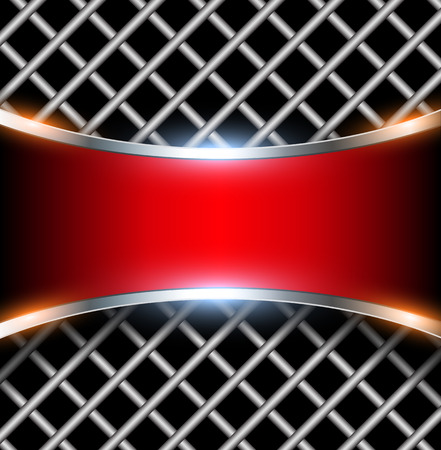 3d Background With Red Metal Banner Vector Illustration