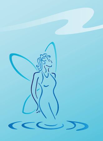 Blue water fairy on blue shaded backgroundのイラスト素材