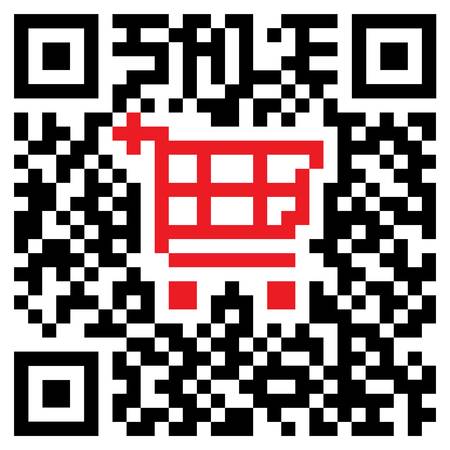 Quick Response Code showing a colored shopping cart symbol for retail purposes  のイラスト素材