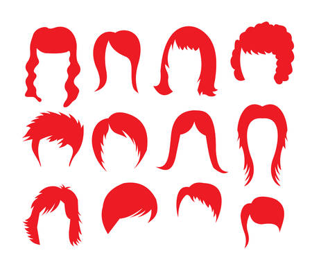 Vecror illustrations of the big hairstyle collectionのイラスト素材