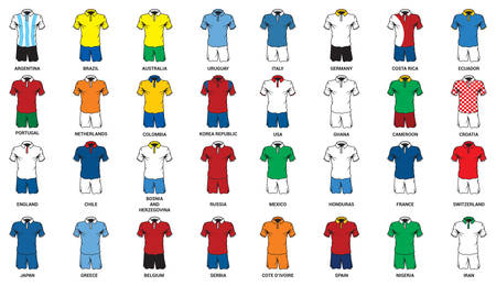 Set of abstract nationals football uniformのイラスト素材