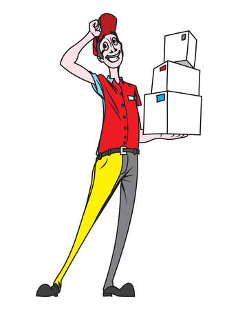 Vector illustrations of the delivery manのイラスト素材