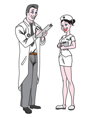 Vector illustrations of the nurse and doctorのイラスト素材