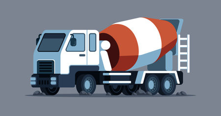 Cute Flat Mixer Truck Vectorのイラスト素材