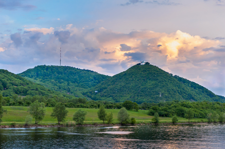 Leopoldsberg at sunriseの写真素材