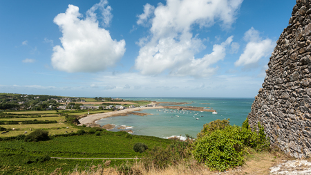 Coast near Auderville, Normandy France on a sunny day in summerの写真素材