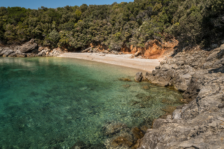 Small cove near Ustrine (Cres, Croatia) on a sunny day in springの写真素材