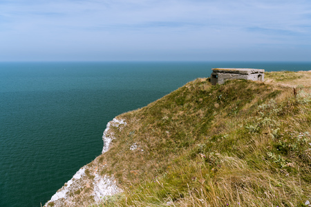 German bunker at the coast near Etretat (Normandy France) on a sunny day in summerの写真素材