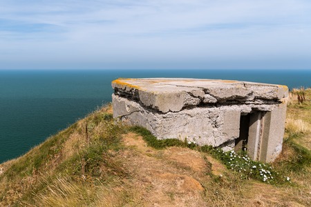 German bunker at the coast near Etretat (Normandy France) on a sunny day in summerの写真素材