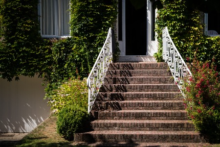 Stairs leading to the entrance of a house in Etretat (Normandy France)