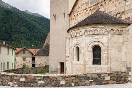 Church St. Johannes in Laas (South Tyrol, Italy) on a cloudy evening in summerの写真素材