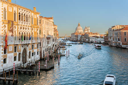 Venice, Italy - November 4, 2016: Old houses on the Canale Grande in Venice on a sunny day in late autumnのeditorial素材