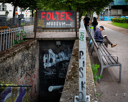 Vienna, Austria - June 25, 2020: Back entrance of the Torture museum in Vienna, which shows medieval...