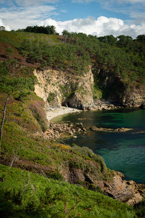 Coast near Cap de la Chevre (Crozon, Brittany, France) on a cloudy day in summer