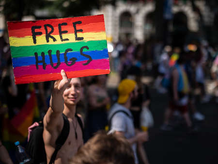 Vienna, Austria - June 19, 2021: People at Vienna Pride on Wiener Ringstrasseのeditorial素材
