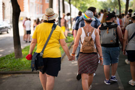 Vienna, Austria - June 19, 2021: People at Vienna Pride on Wiener Ringstrasseのeditorial素材