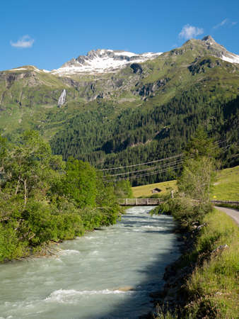 River in the Austrian alps in summer on a sunny day, Osttirol Austriaの写真素材
