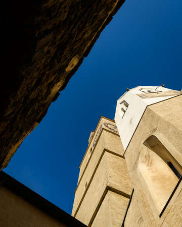 Weissenkirchen Wachau Austria on a sunny day in winter, village and old medieval churchのeditorial素材