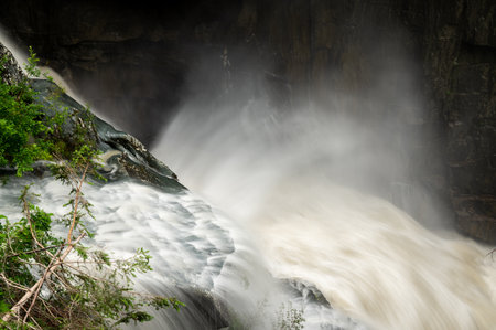 Closeup of a waterfall in the alps in summer, East Tyrol (Austria)