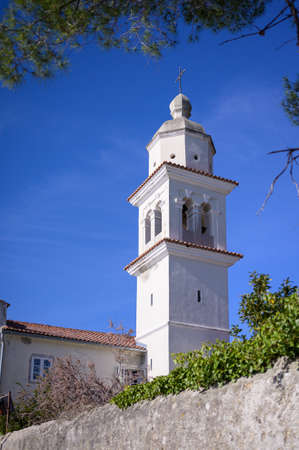 Saint Paul Monastery in Cres (Croatia) on a sunny day in spring, bell towerの写真素材