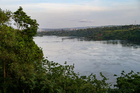 The Victoria Nile near Jinja in Uganda, sunny day in Mayの写真素材