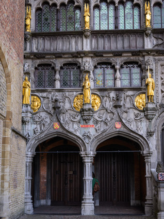 Brugge, Belgium - July 4, 2022: Entrance of the Basilica of the Holy Bloodのeditorial素材
