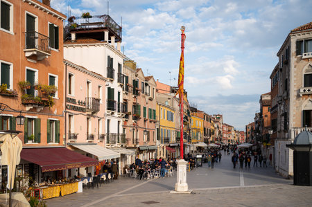 Venice, Italy - October 28, 2021: Via Giuseppe Garibaldi in Venice on a cloudy day in autumnのeditorial素材