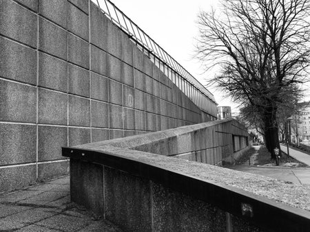 Vienna, Austria - Frebruary 28, 2022: Old abandoned university buildings on Althanstrasse in winterのeditorial素材