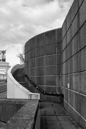 Vienna, Austria - Frebruary 28, 2022: Old abandoned university buildings on Althanstrasse in winterのeditorial素材