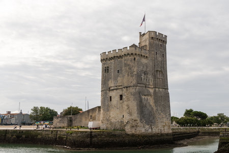 La Rochelle, France - August 25, 2018: Chain Tower at the entrance of the old port of La Rochelleのeditorial素材