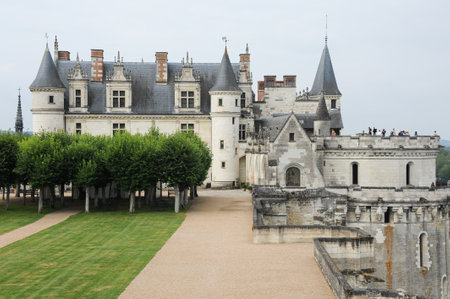 Amboise, France - 8 August, 2013: The beautiful chateau d'Amboise and gardens on a sunny day