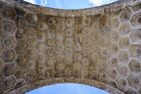 The Triumphal Arch dates from 20AD and was built by the Romans, sunny day in springtime