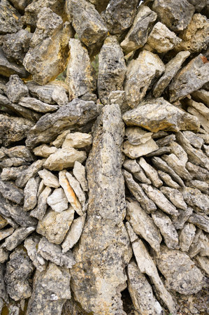 Detail of an old stone wall on the island Cres, Croatiaの写真素材