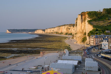 Yport, France - July 17, 2022: Cliffs near Yport (France) on a sunny day in summerのeditorial素材