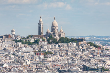 Paris, France - August 28, 2016: Aerial view over Paris from Eiffel Tower, sunny day in summerのeditorial素材