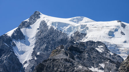 Sulden, Italy - July 09, 2023: Payerhuette in the Ortler Alps near Sulden (South Tyrol, Italy) on a sunny day in summerのeditorial素材