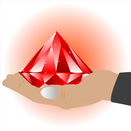 Stretching hand with big red jewelsのイラスト素材