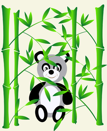 Panda bear amongst bambooのイラスト素材