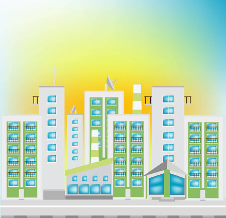 Street of the small borough with high-rise buildingsのイラスト素材