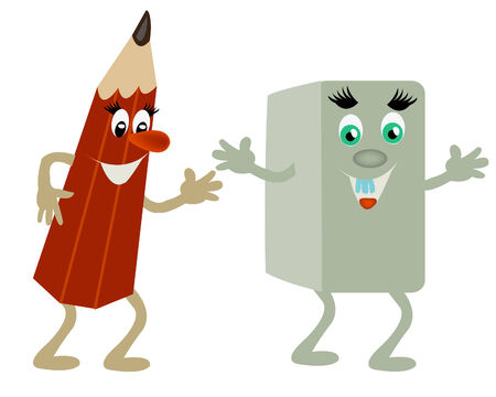 Washing rubber and pencil on white backgroundのイラスト素材