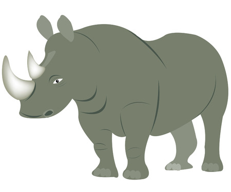 African animal rhinoceros on white backgroundのイラスト素材