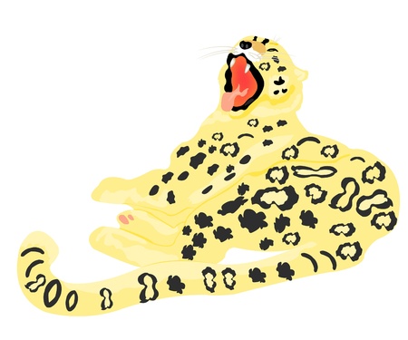 Wildlife snow snow leopard on white backgroundのイラスト素材