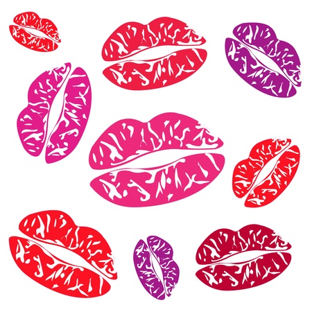 Imprint of the feminine lips on white backgroundのイラスト素材