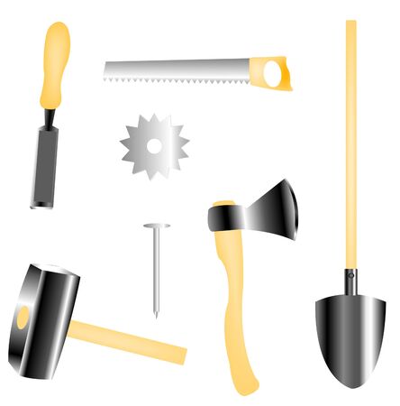 Worker tools for construction on white backgroundのイラスト素材