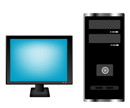 Computer monitor and superblock on white backgroundのイラスト素材