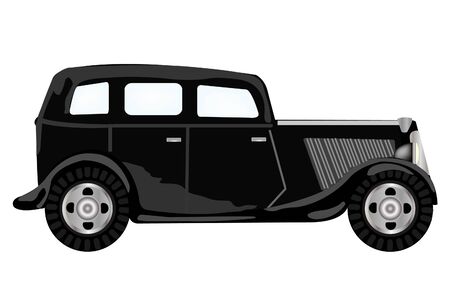 Black old passenger car on white backgroundのイラスト素材