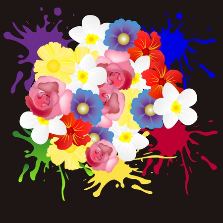 Colorful background with flower of the miscellaneous of the colourのイラスト素材